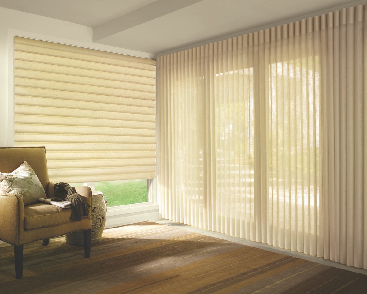 Custom Bedroom Window Treatments near Jackson, Wyoming (WY) including Hunter Douglas Shadings and Shutters
